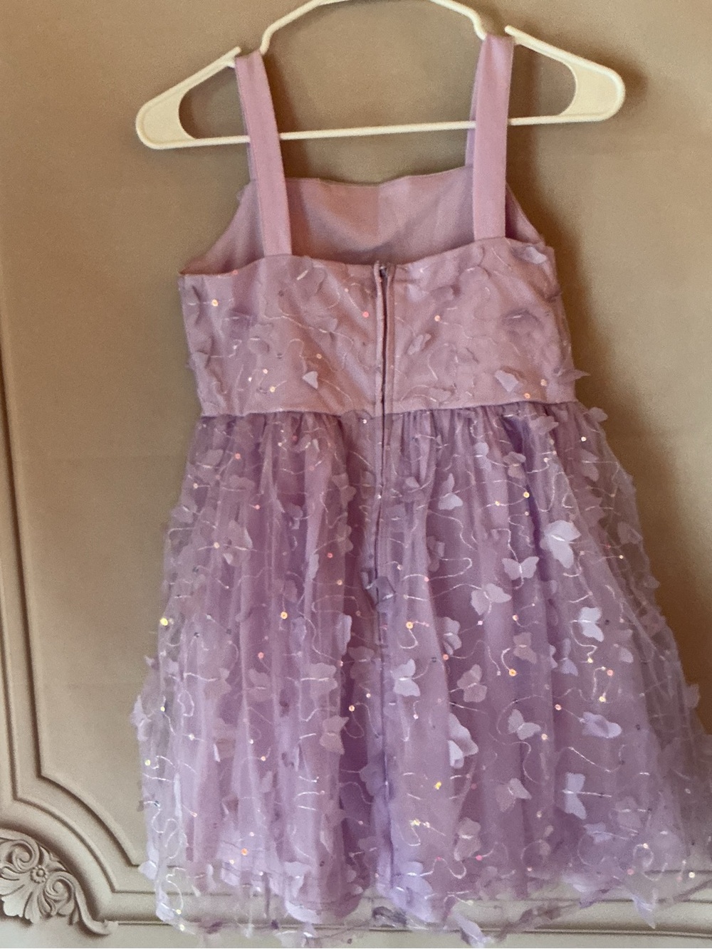 ✨ The Children's Place Girls 3D Butterfly Mesh Fit & Flare Dress Purple 16 NWT - Picture 5 of 13